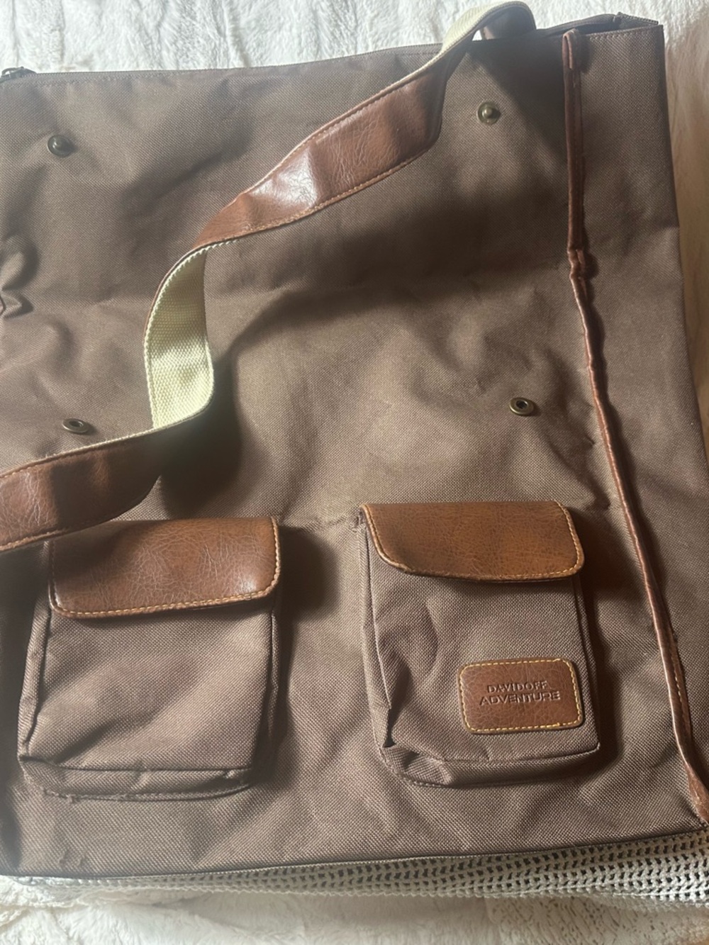 Davidoff Adventure Vintage Canvas & Leather Messenger Bag - Foldable